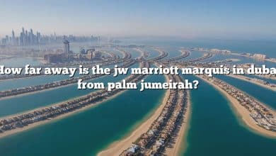How far away is the jw marriott marquis in dubai from palm jumeirah?