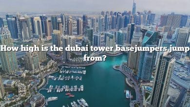 How high is the dubai tower basejumpers jump from?