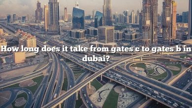 How long does it take from gates c to gates b in dubai?