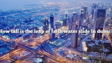 How tall is the leap of faith water slide in dubai?