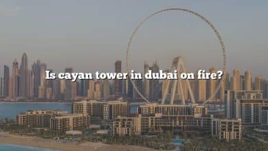 Is cayan tower in dubai on fire?