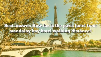 Best answer: How far is the paris hotel from mandalay bay hotel walking distance?