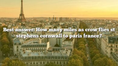 Best answer: How many miles as crow flies st stephens cornwall to paris france?
