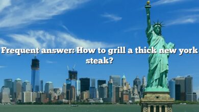 Frequent answer: How to grill a thick new york steak?