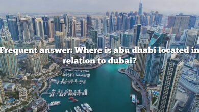 Frequent answer: Where is abu dhabi located in relation to dubai?
