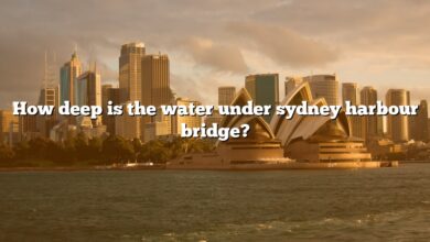 How deep is the water under sydney harbour bridge?
