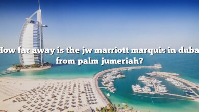How far away is the jw marriott marquis in dubai from palm jumeriah?