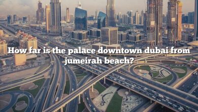 How far is the palace downtown dubai from jumeirah beach?