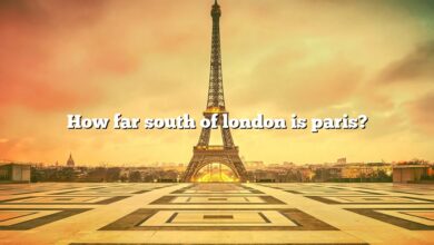 How far south of london is paris?