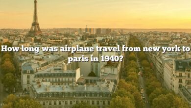 How long was airplane travel from new york to paris in 1940?