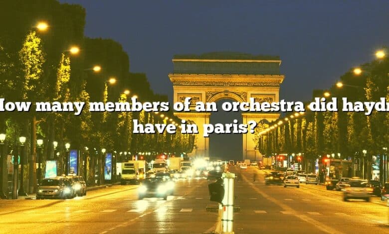 How many members of an orchestra did haydn have in paris?