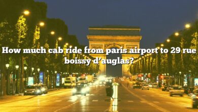 How much cab ride from paris airport to 29 rue boissy d’auglas?