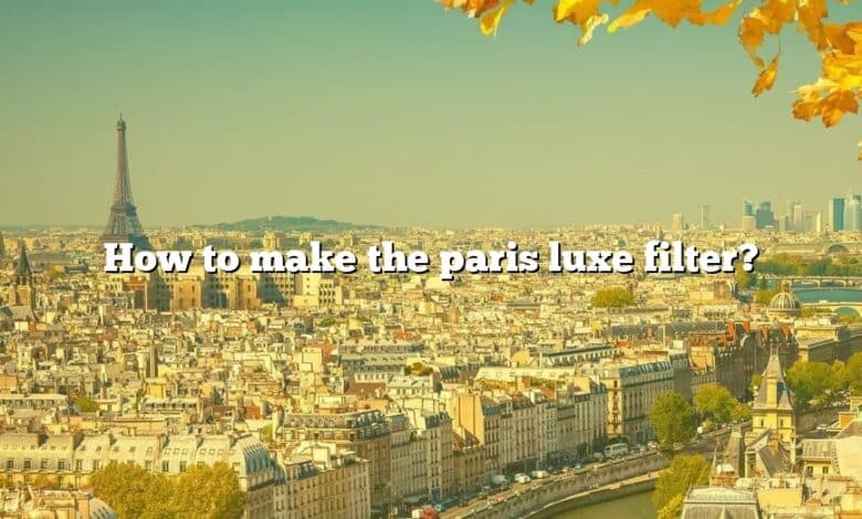 How to make the paris luxe filter?