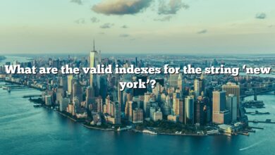 What are the valid indexes for the string ‘new york’?