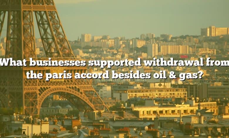 What businesses supported withdrawal from the paris accord besides oil & gas?