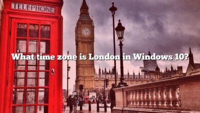 What time zone is London in Windows 10?
