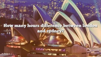 How many hours difference between london and sydney?