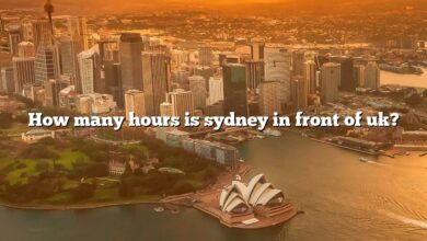 How many hours is sydney in front of uk?
